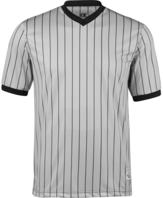 Gray Referee Shirt With Black Pin Stripes