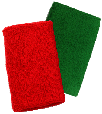 Wrestling Red And Green Wristbands